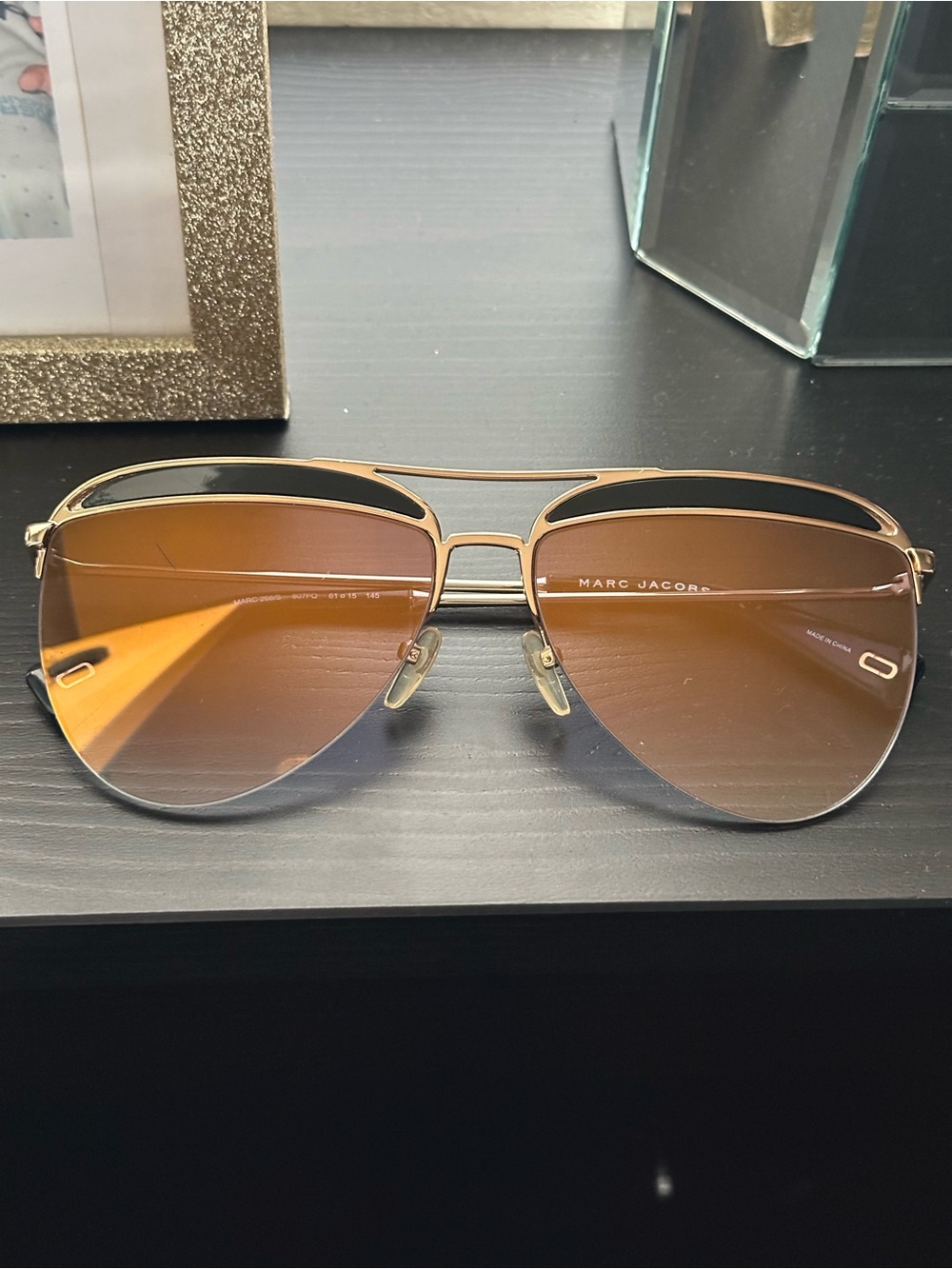 Marc Jacobs Gold Frame Sunglasses with Brown Gradient Lenses
